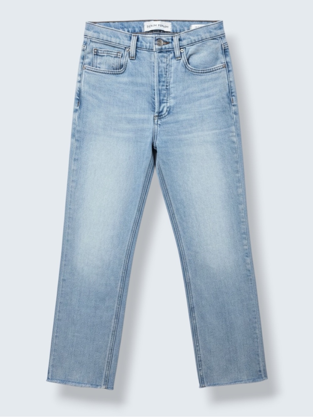 Aritzia Denim Forum Arlo High Rise Straight Jeans Raw Hem Light Wash 26